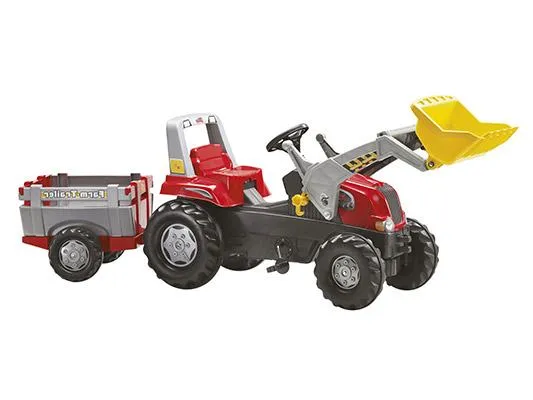 rolly toys traktor na pedale rt crveni sa utovarivačem i prikolicom - slika 2