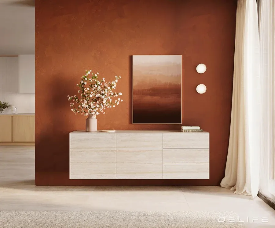 komoda cuor 180x45cm, materijal: keramika laminam travertino bianco - slika 2
