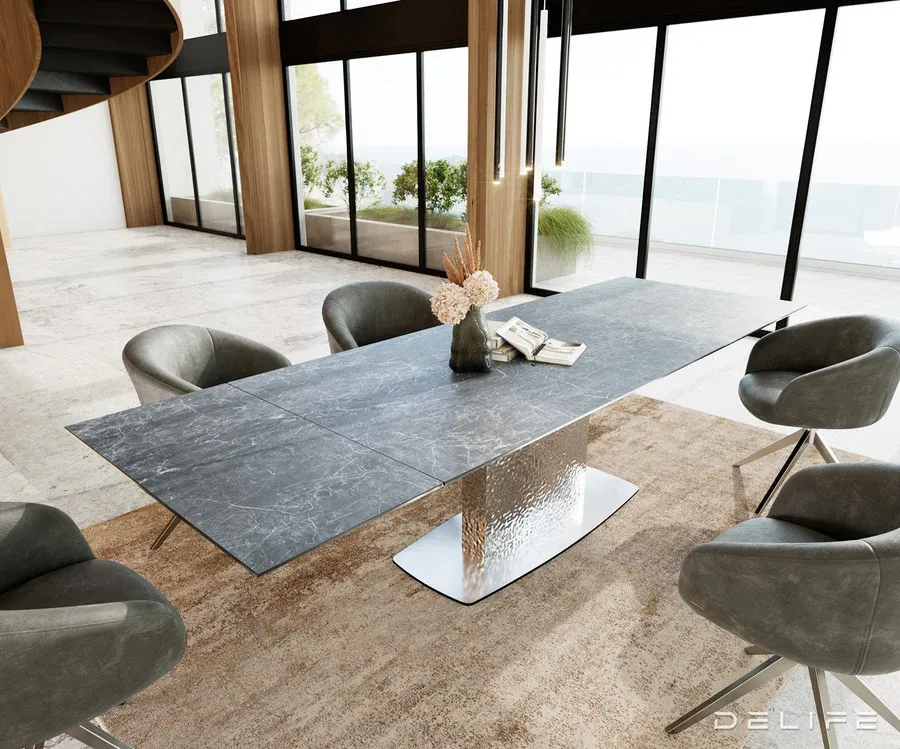 Blagovaonski stol Edge, 200/300x100, Materijal: Keramika Laminam Nero - Čakovec, Čakovec-zapad
