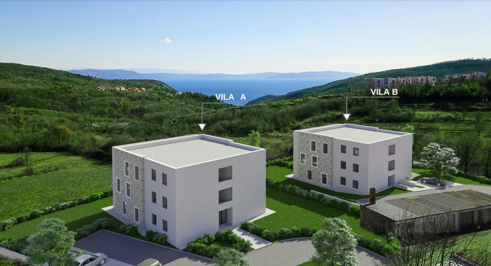 Labin, penthouse stan u urbanoj vili s pogledom na more A7