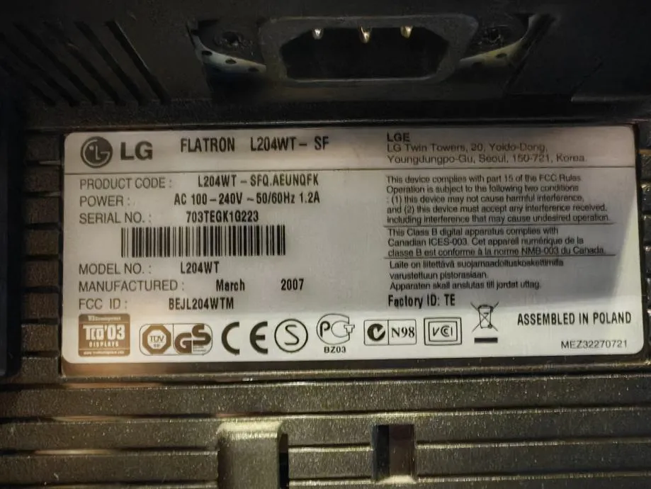 lg l204wt 20.1" monitor ekran - slika 2