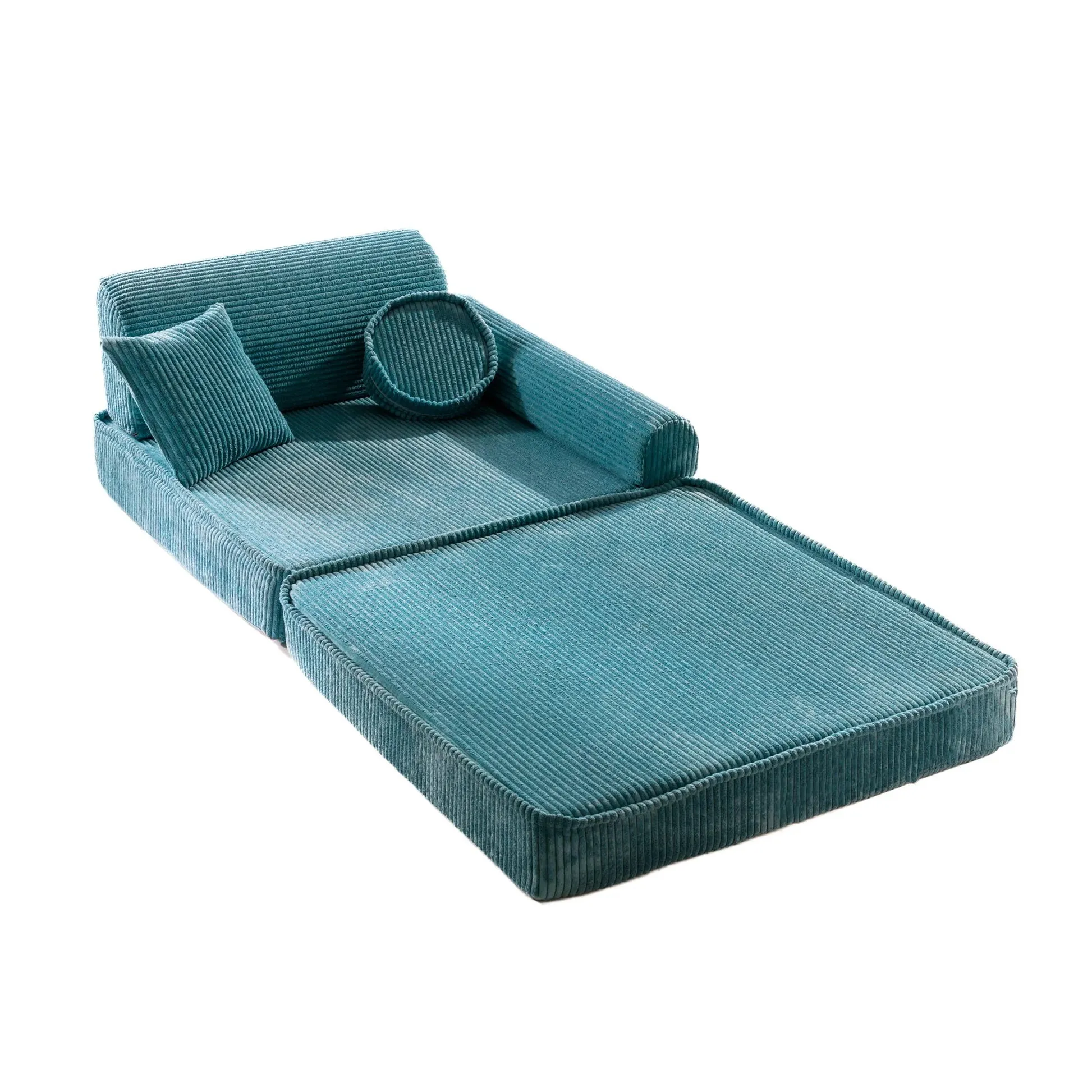velika modularna sofa za djecu - premium korduro tirkizna - slika 6