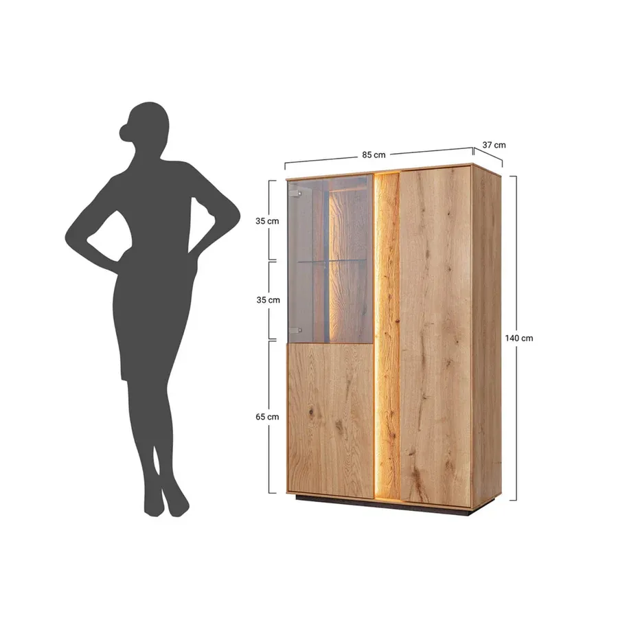 vitrina collodi 85x140cm, materijal: masivno drvo hrast - slika 15