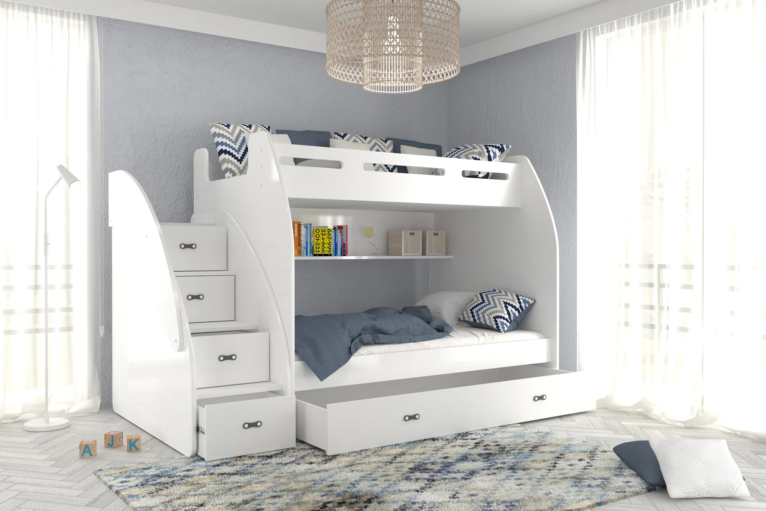 krevet na kat 200×120 – stepenice i ladice u jednom - slika 4