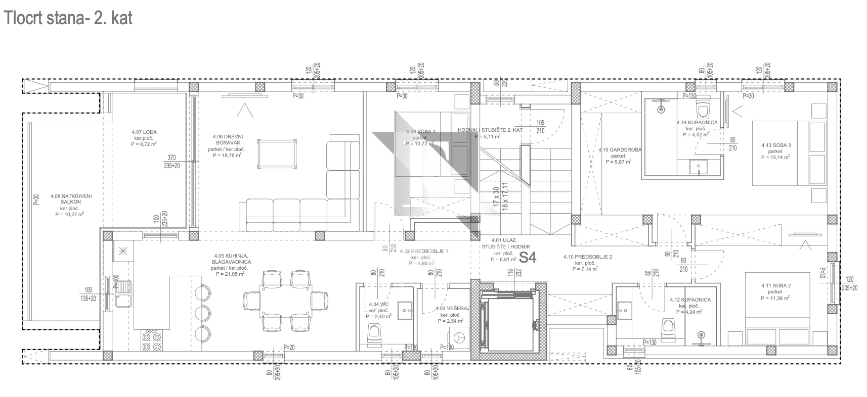 kožino - luksuzni trosoban penthouse s4 - 176m2 - slika 24