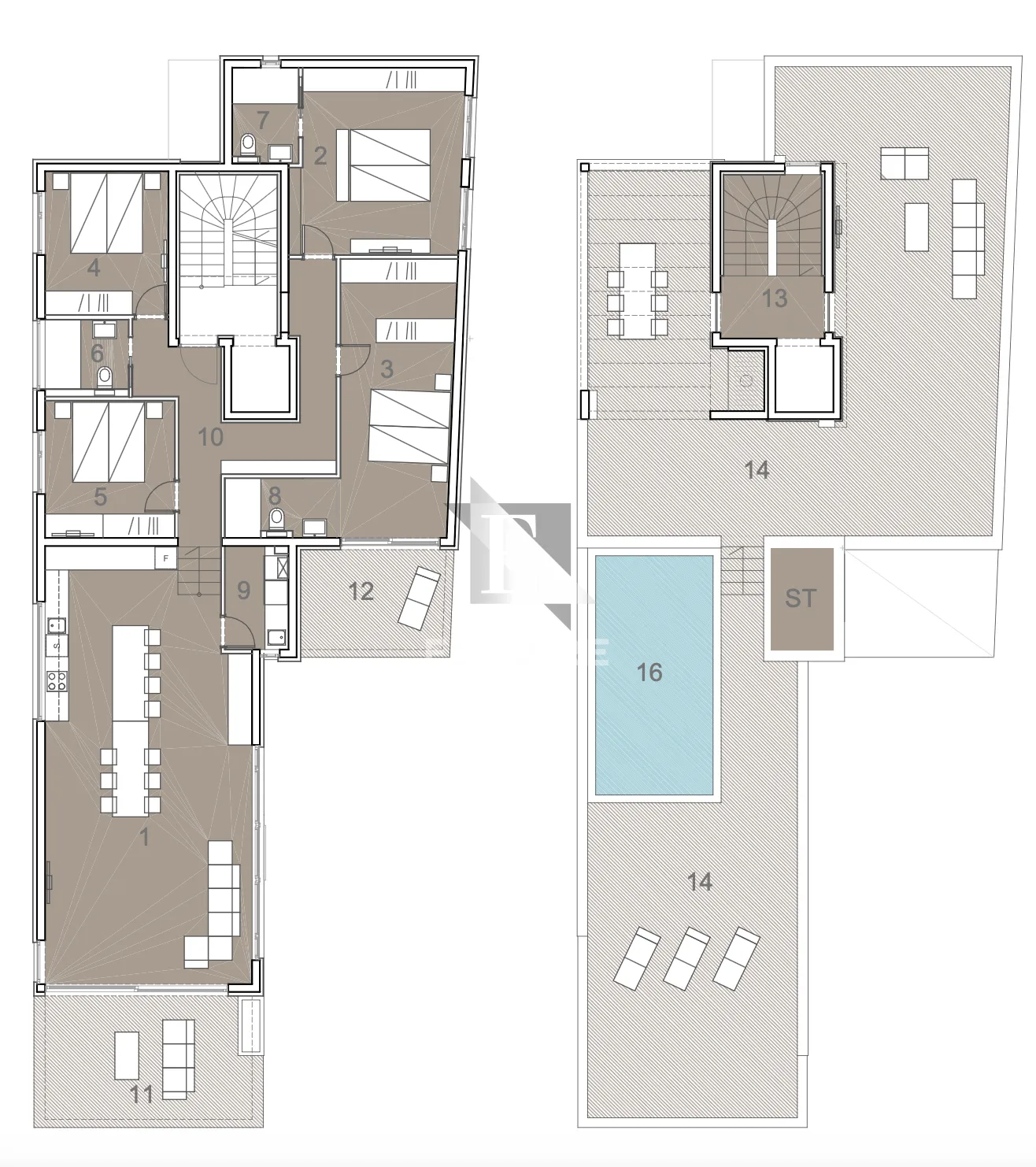 zadar - kožino luksuzan četverosoban penthouse s4 s grijanim bazenom na krovnoj terasi, 100m od mora - 265m2 - slika 44
