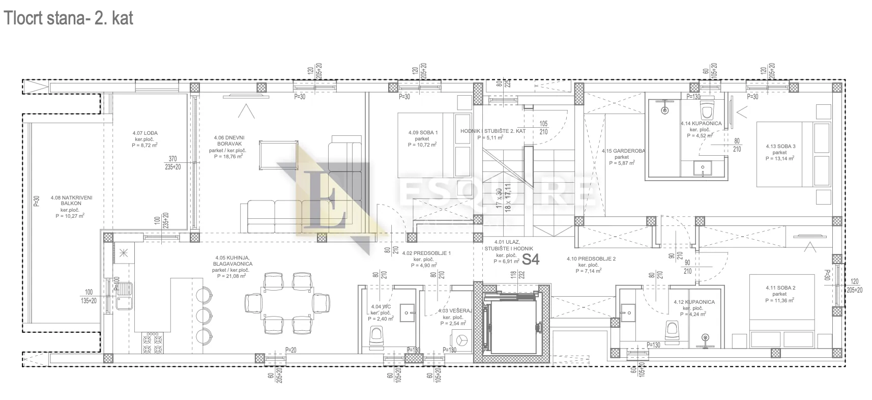 kožino - luksuzni trosoban penthouse s4 - 176m2 - slika 24
