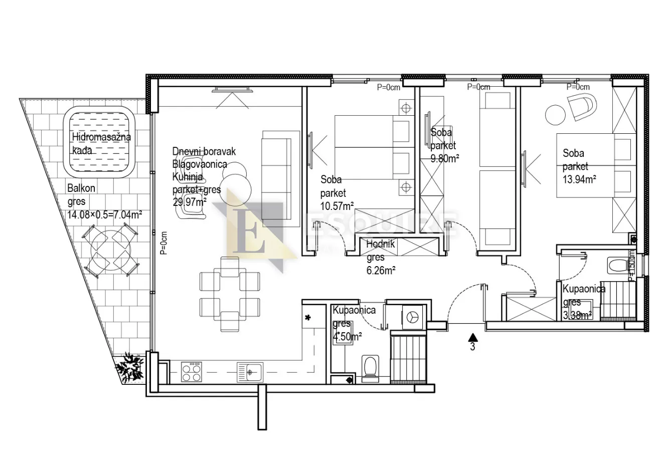 zadar - sukošan - trosoban stan s03, 20m od mora - 88m2 - slika 28