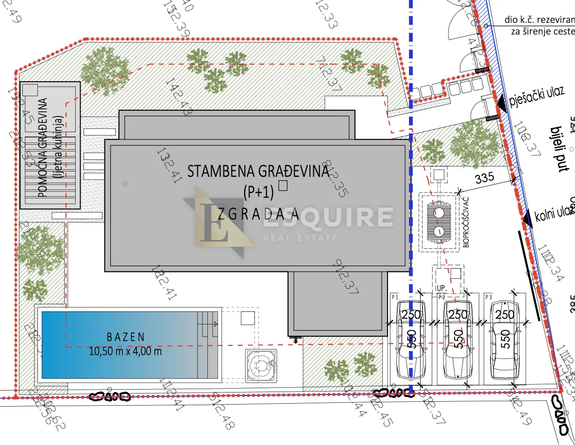 ZATON - NIN, građevinsko zemljište od 624 m2 sa gotovim projektom i dozvolom za vilu s bazenom!! - Zaton, Nin
