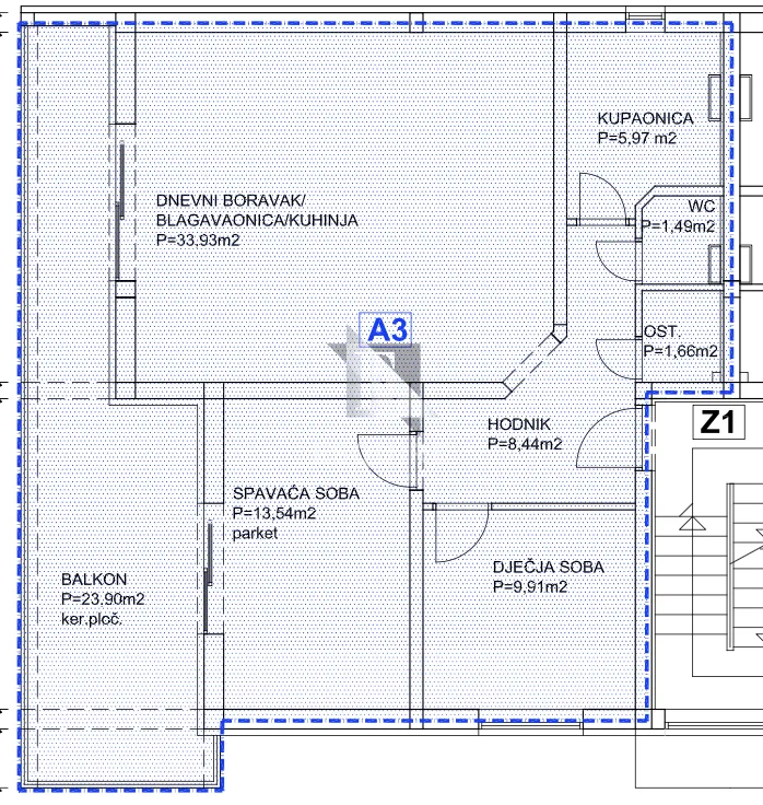 privlaka - dvosoban stan a3 na 1. katu - 89m2 - slika 45