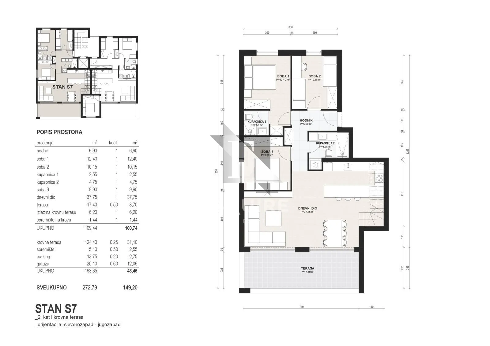 diklovac - luksuzan trosoban penthouse, garaža - 155m2 - slika 19
