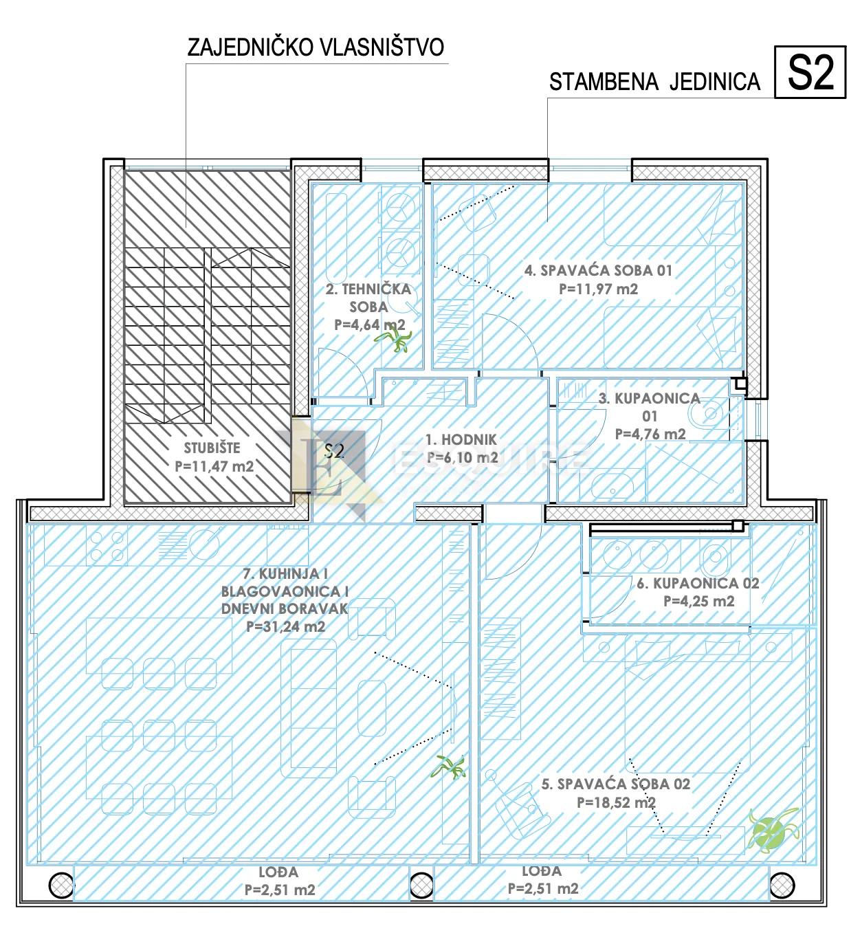 zadar - diklo - dvosobni stan na 1. katu z3s2 - 94m2 - slika 45