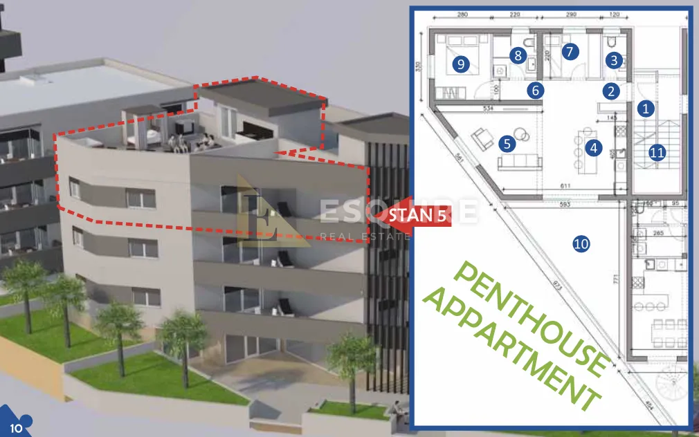 zadar - sukošan - a-s5 - dvosoban penthouse 100m od plaže - 111m2 - slika 25