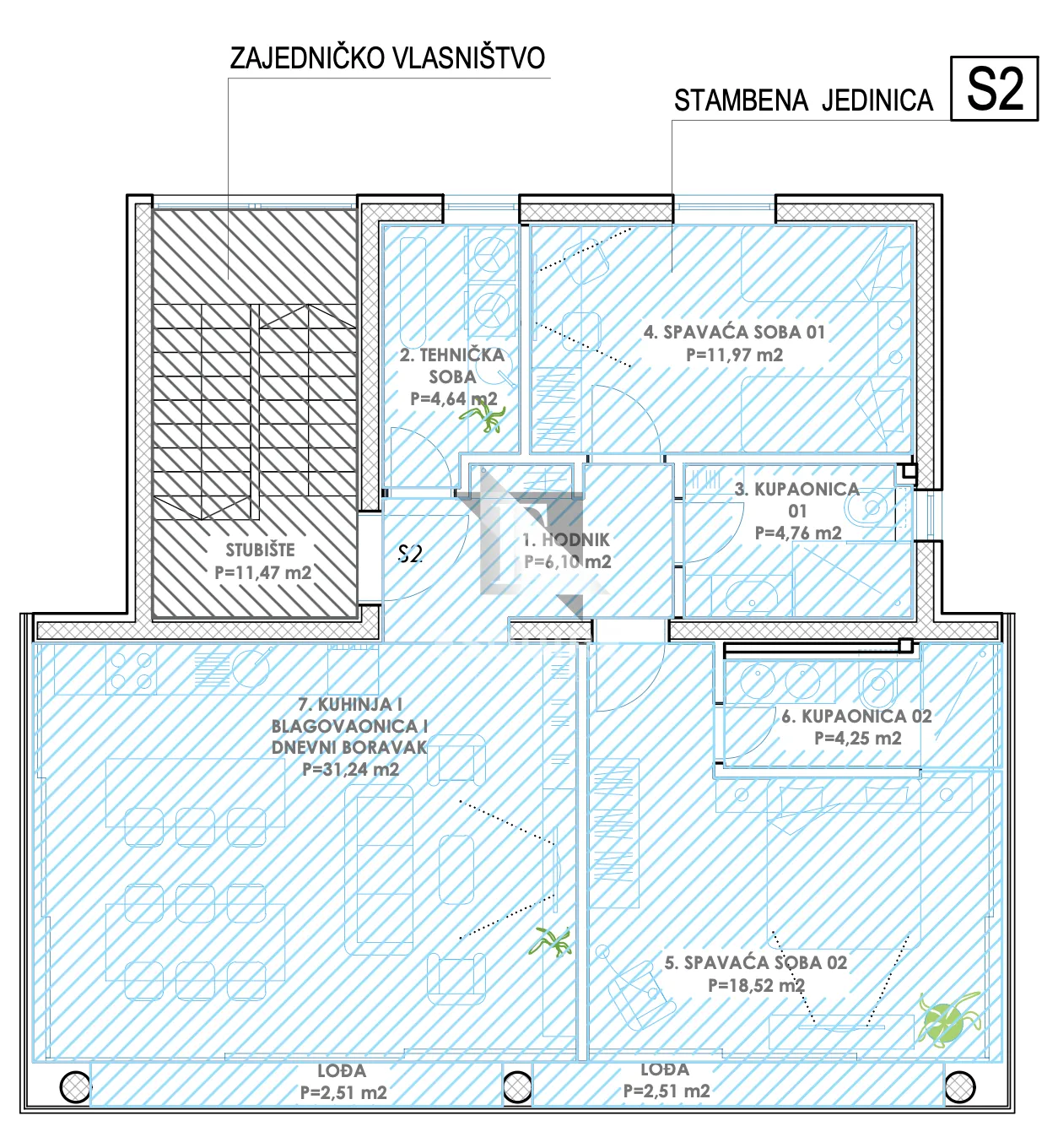 zadar - diklo - dvosobni stan na 1. katu z3s2 - 94m2 - slika 41