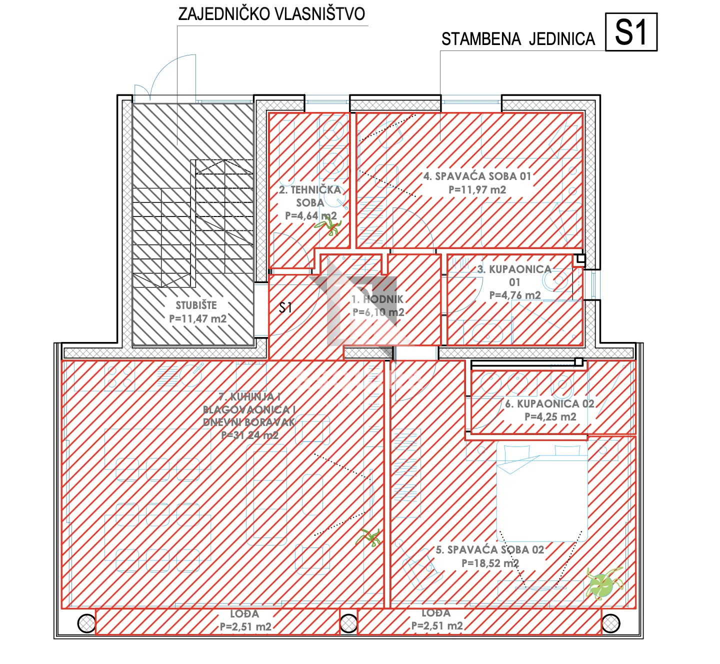 zadar - diklo - dvosobni stan u prizemlju s vrtom z3s1 - 104m2 - slika 37