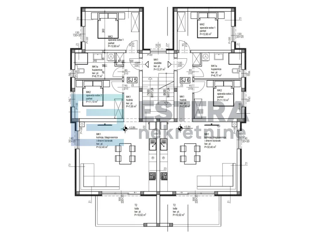 apartman penthouse 77 m2 prodaja pakoštane, 3s, 2. kat, krovna terasa, loggia, 2x parking, 300 m od mora - slika 17