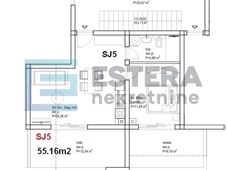 apartman sj5 55 m2 prodaja pakoštane, drage, 3s, 2.kat , parking, terasa - slika 10
