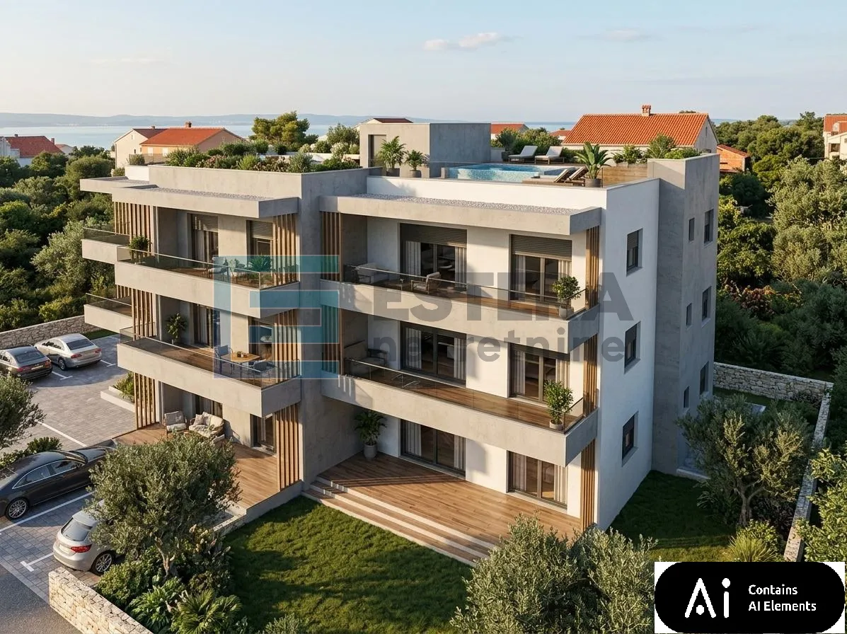 apartman s5 73 m2 prodaja turanj, 3s, 2. kat, parking, krovna terasa, 250 m od mora - slika 4