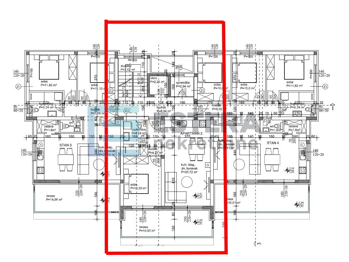 apartman a2 54 m2 prodaja turanj, 2s, 1. kat, 1 parking, 250 m od mora - slika 17