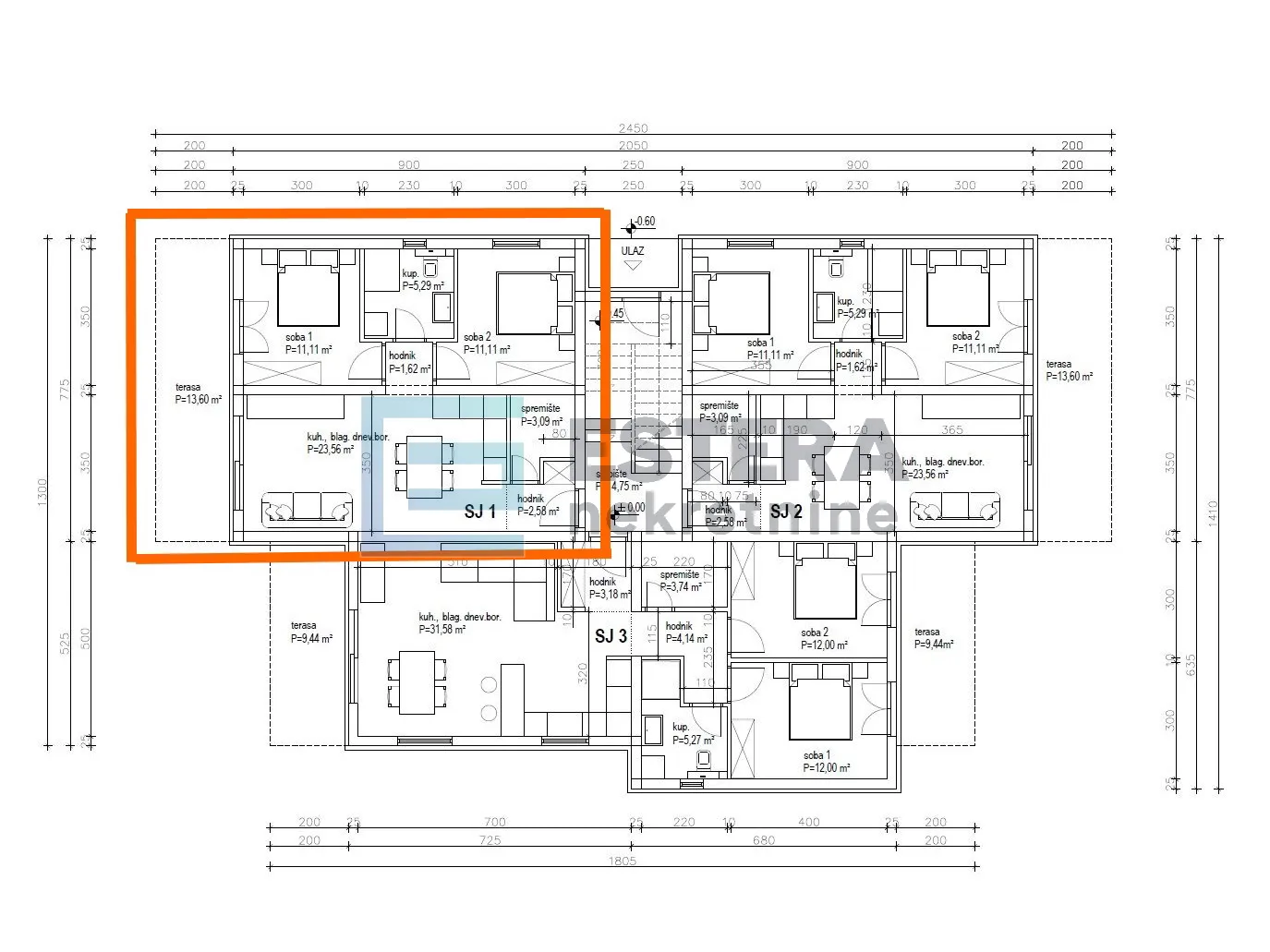 apartman s1 82 m2 prodaja turanj, 3s, priz, vrt, parking, 500 m od mora - slika 10