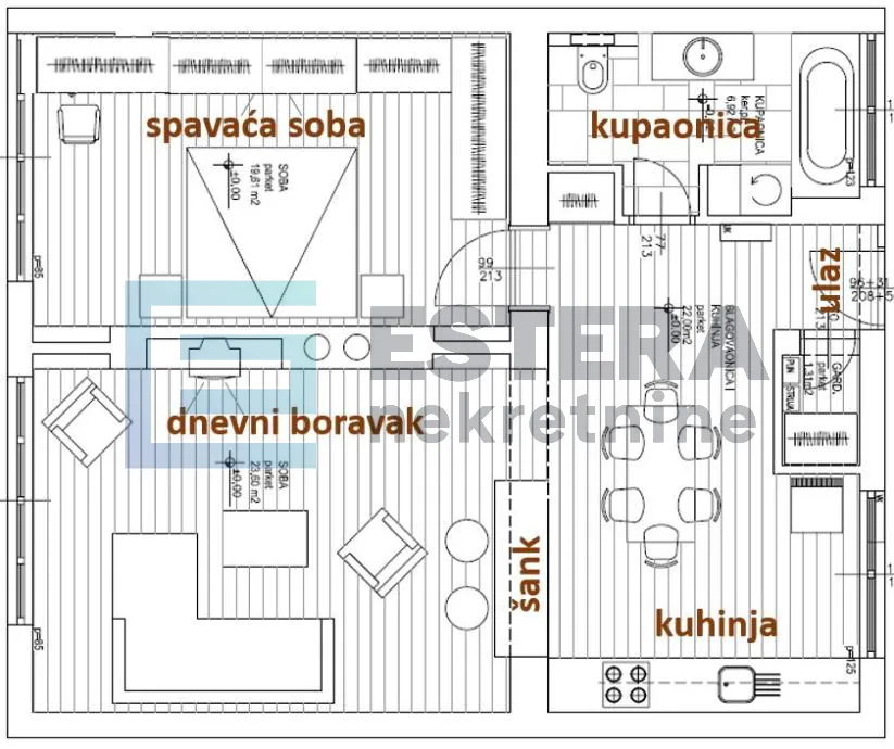 stan 72 m2 najam centar, vojnovićeva, 2s, 1. kat - slika 13