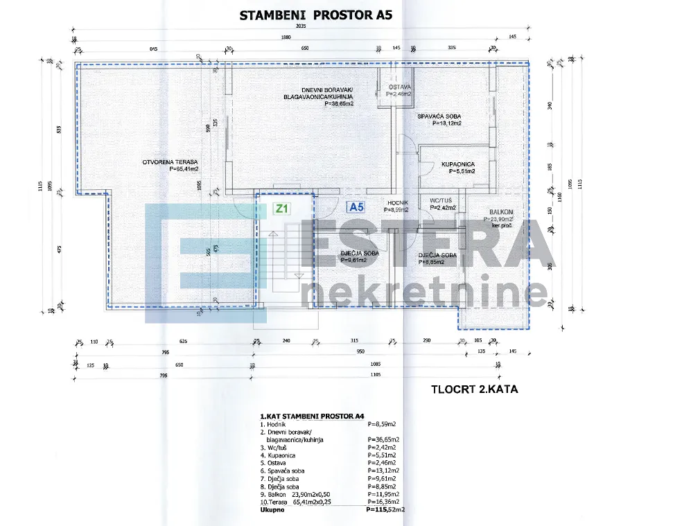 apartman penthouse 116 m2 prodaja privlaka, 4s, 2. kat, terasa, balkon, parking, 150 m od mora - slika 13