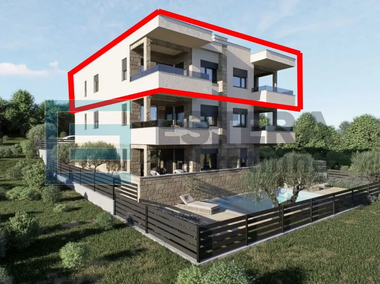 Apartman 133 m2 PRODAJA NOVOGRADNJA Penthouse, 5s, 2. kat, zajednički bazen, POGLED NA MORE - Mandre, Kolan