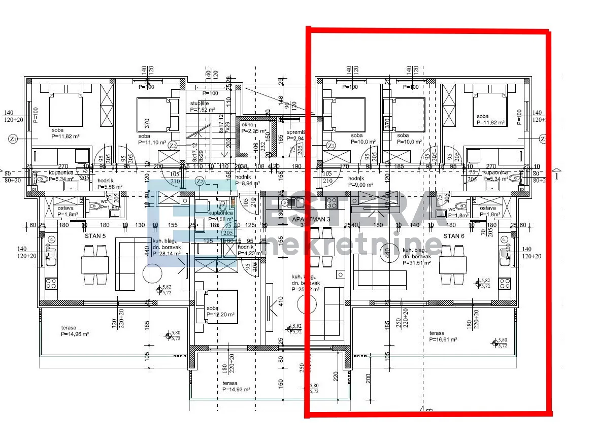 apartman s6 111 m2 prodaja turanj, 4s, 2. kat, 2 parkinga, krovna terasa, 250 m od mora - slika 17