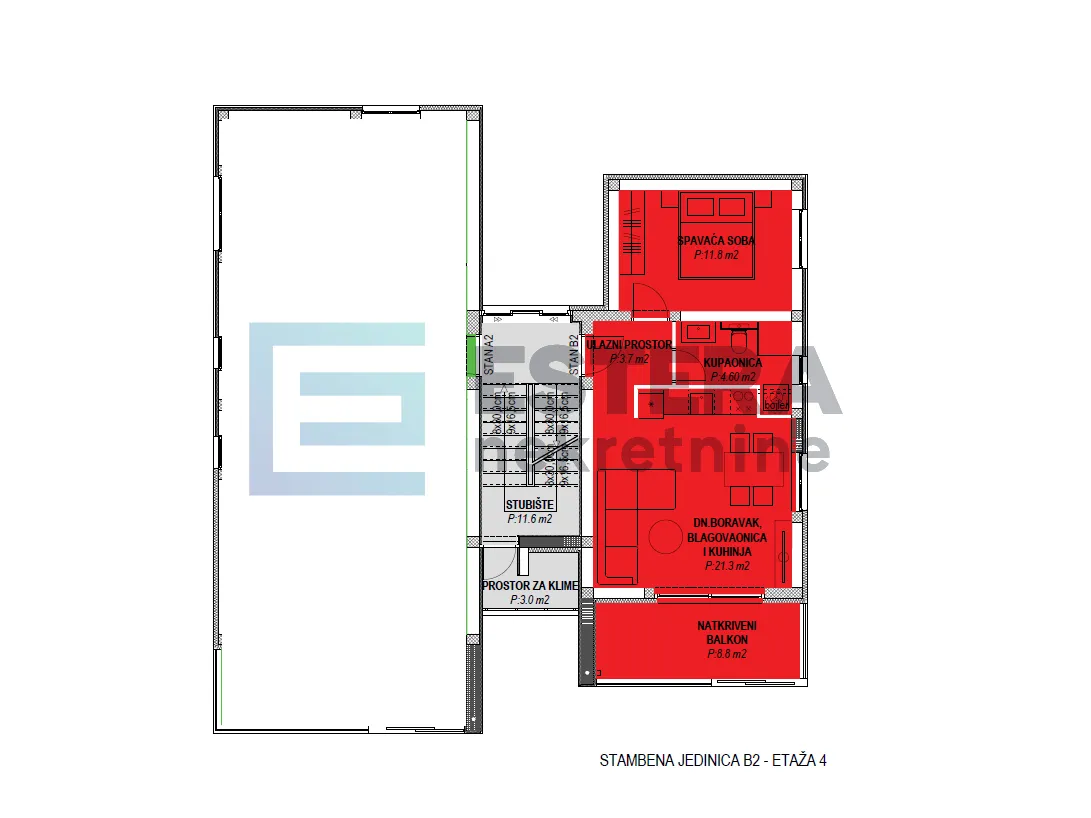 apartman 57 m2 prodaja sveti filip i jakov, pogled na more, 2s, 1.kat , parking, vrt, balkon - slika 12