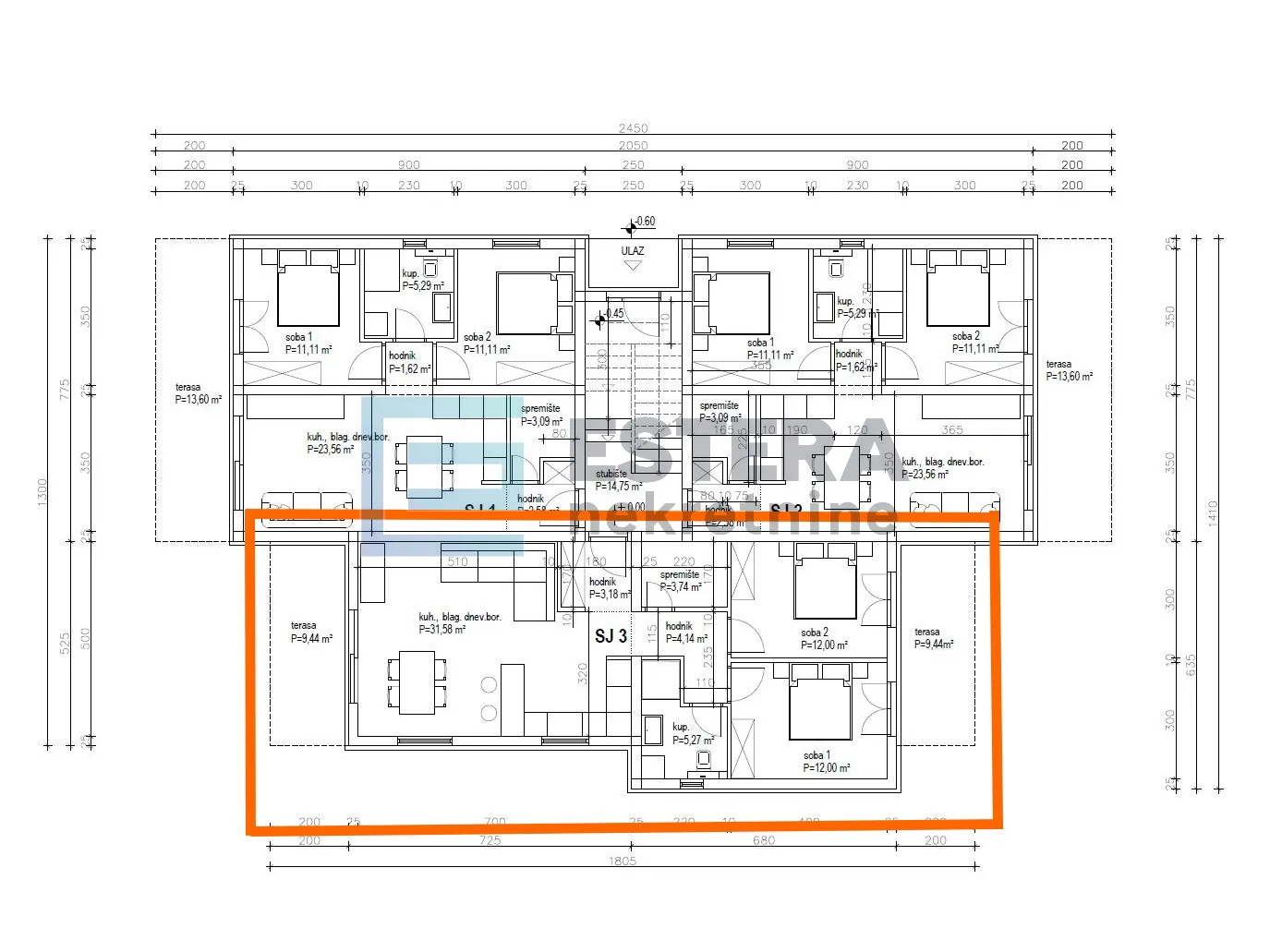 apartman s3 91 m2 prodaja turanj, 3s, priz, vrt, parking, 500 m od mora - slika 10