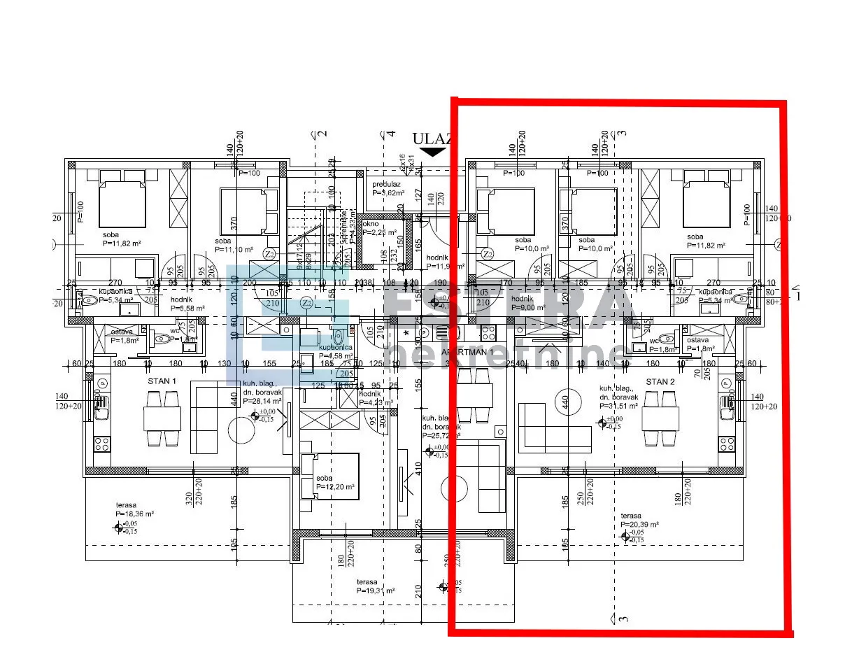 apartman s2 103 m2 prodaja turanj, 4s, priz, 2 parkinga, vrt, 250 m od mora - slika 17