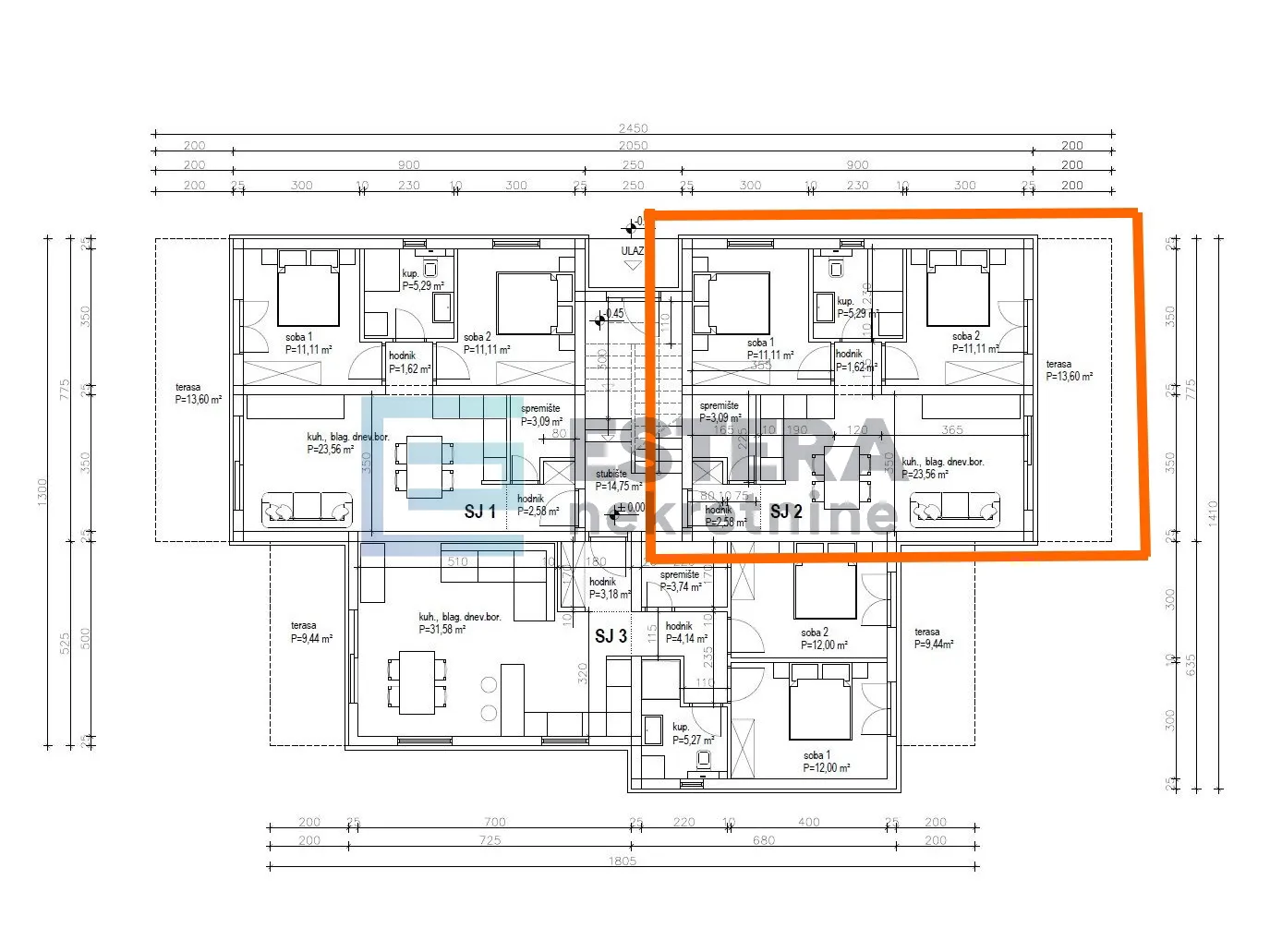 apartman s2 82 m2 prodaja turanj, 3s, priz, vrt, parking, 500 m od mora - slika 10