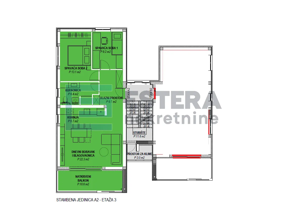 apartman 77 m2 prodaja sveti filip i jakov, pogled na more, 3s, 1.kat , parking, balkon, ostava - slika 12