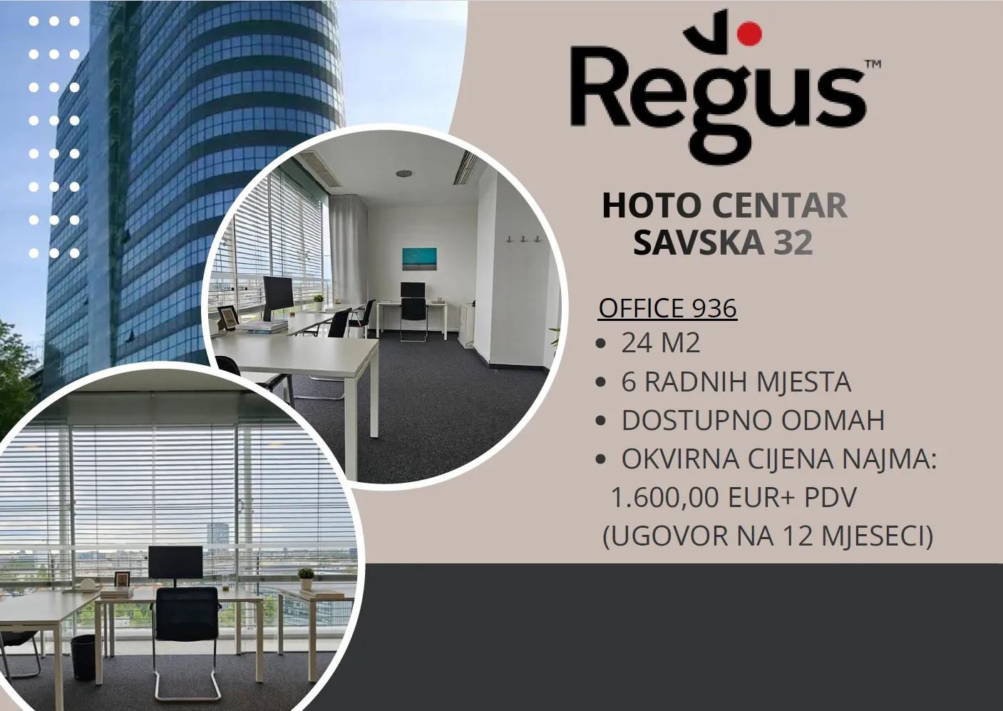 Zagreb, Trešnjevka, zakup ureda 6 radnih mjesta