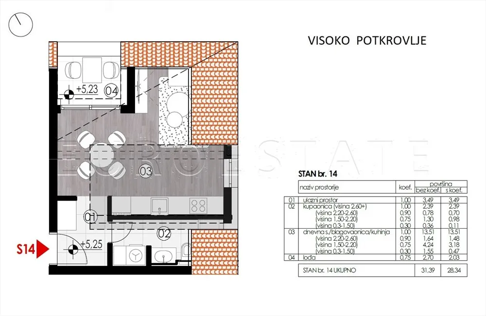 ludbreg: novogradnja, garsonjera 28.34 m2, visoko potkrovlje - slika 8