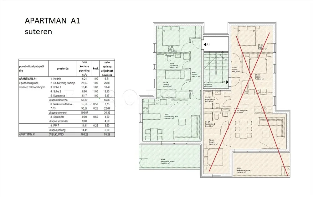 šimuni: nov, 3-sobni apartman + parking i vrt, 95.29 m2 - slika 21