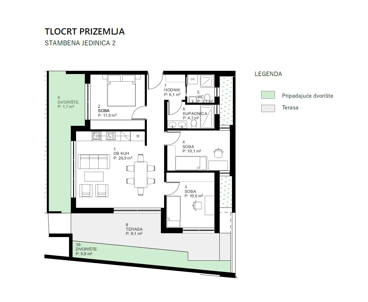 varaždin: novogradnja – 4-sobni stan sa vrtom, parkingom i terasom, ukupno 130.30 m2 - slika 11