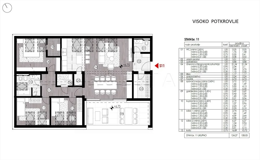 ludbreg: novogradnja, 4-sobni stan, 108.03 m2, visoko potkrovlje - slika 9