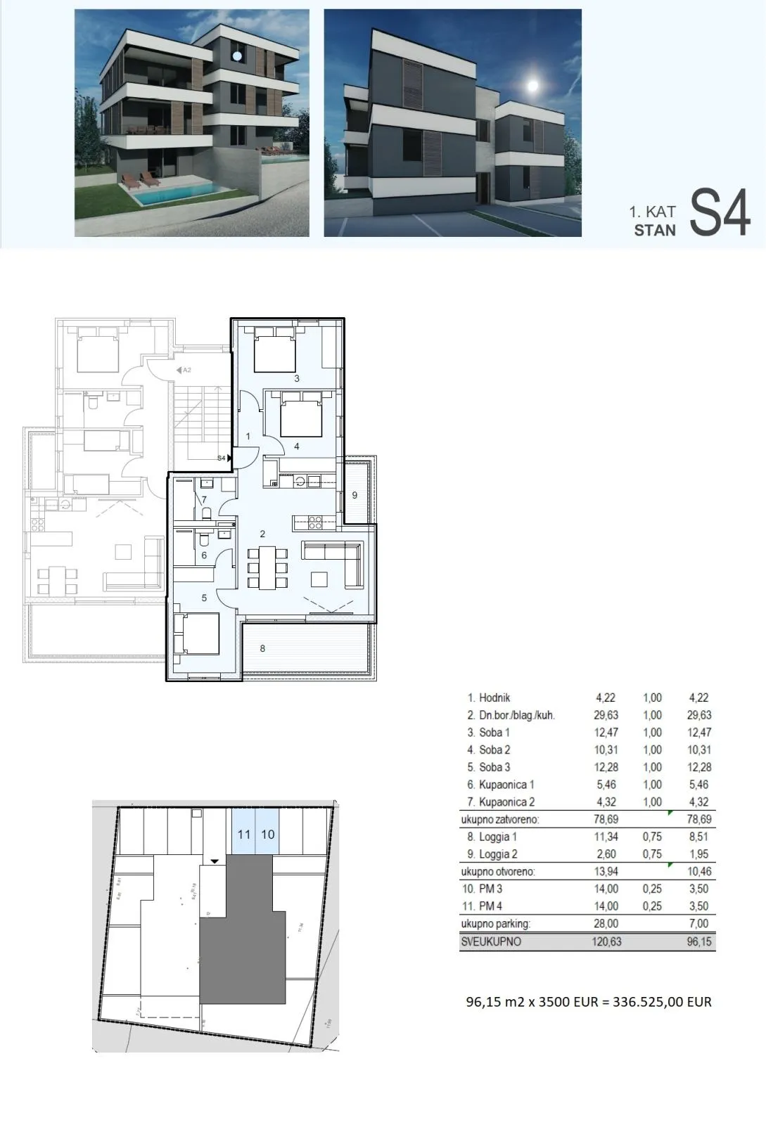 šimuni: novogradnja, 4-sobni apartman + 2 parkinga, 96.15 m2 - slika 24