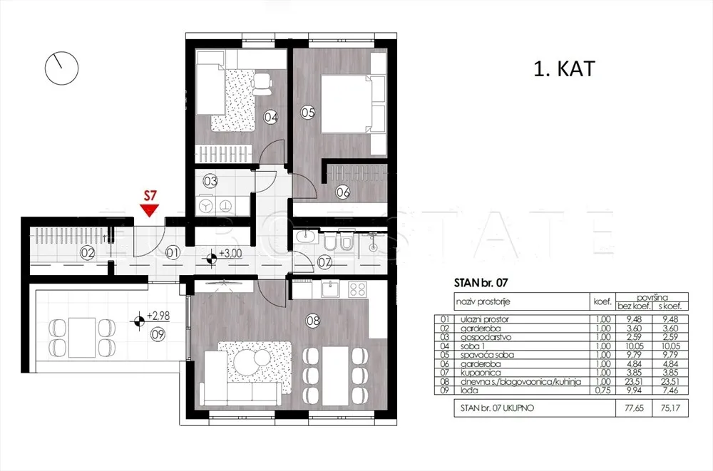 ludbreg: novogradnja, 3-sobni stan, 75.17 m2, 1. kat - slika 11