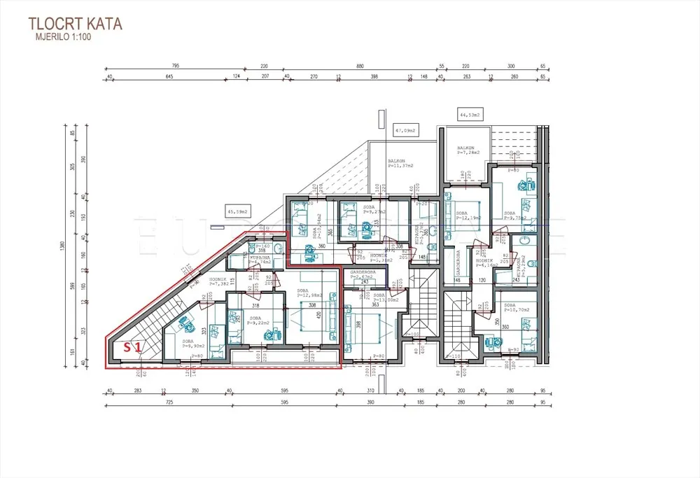 sračinec: dvoetažni 4-sobni stan sa dvorištem i parkiralištem, sveukupne površine 253 m2, novogradnja - slika 27