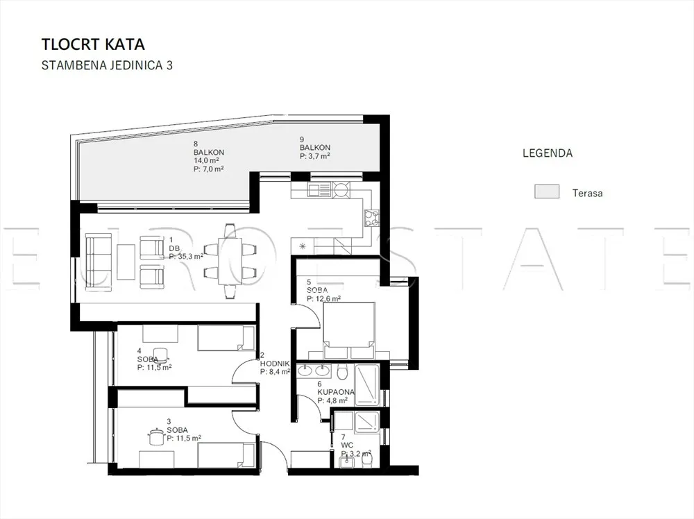 varaždin: novogradnja – moderan 4-soban stan sa parkingom, ukupno 121.20 m2, 1. kat - slika 11