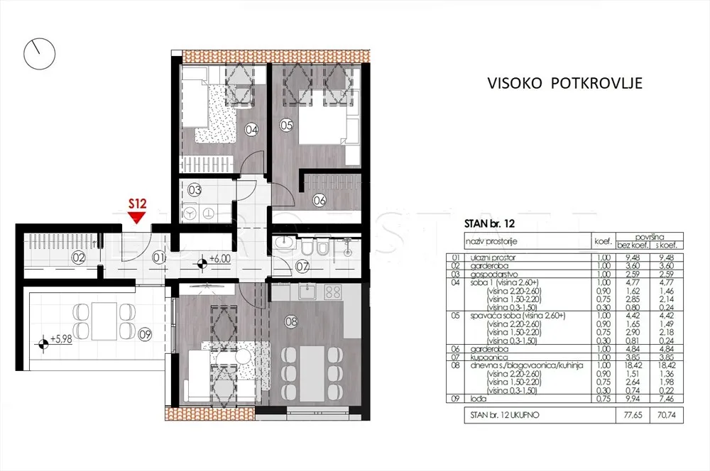 ludbreg: novogradnja, 3-sobni stan, 70.74 m2, visoko potkrovlje - slika 7