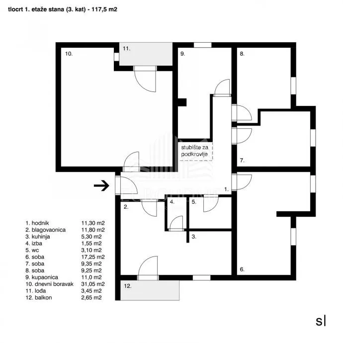 prilika 1980€/m2 peterosobni stan 140 m2 +garaža +vmp - slika 13