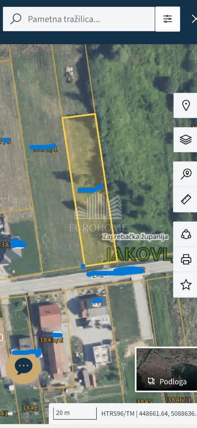 Građevinsko zemljište sa građevinskom dozvolom 1352m2 - Jakovlje