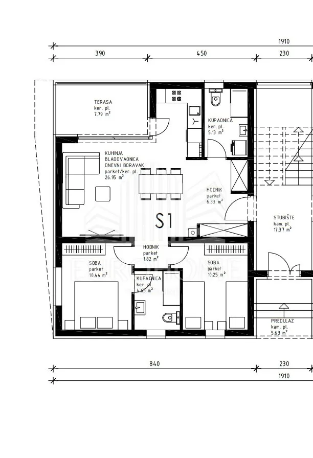 privlaka, sabunike, novogradnja, trosobni stan 69,46m2+ vrt + parking - slika 9