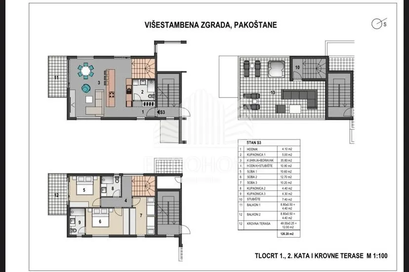 zadar, pakoštane, trosoban stan s pogledom na more, 126m2 - slika 12