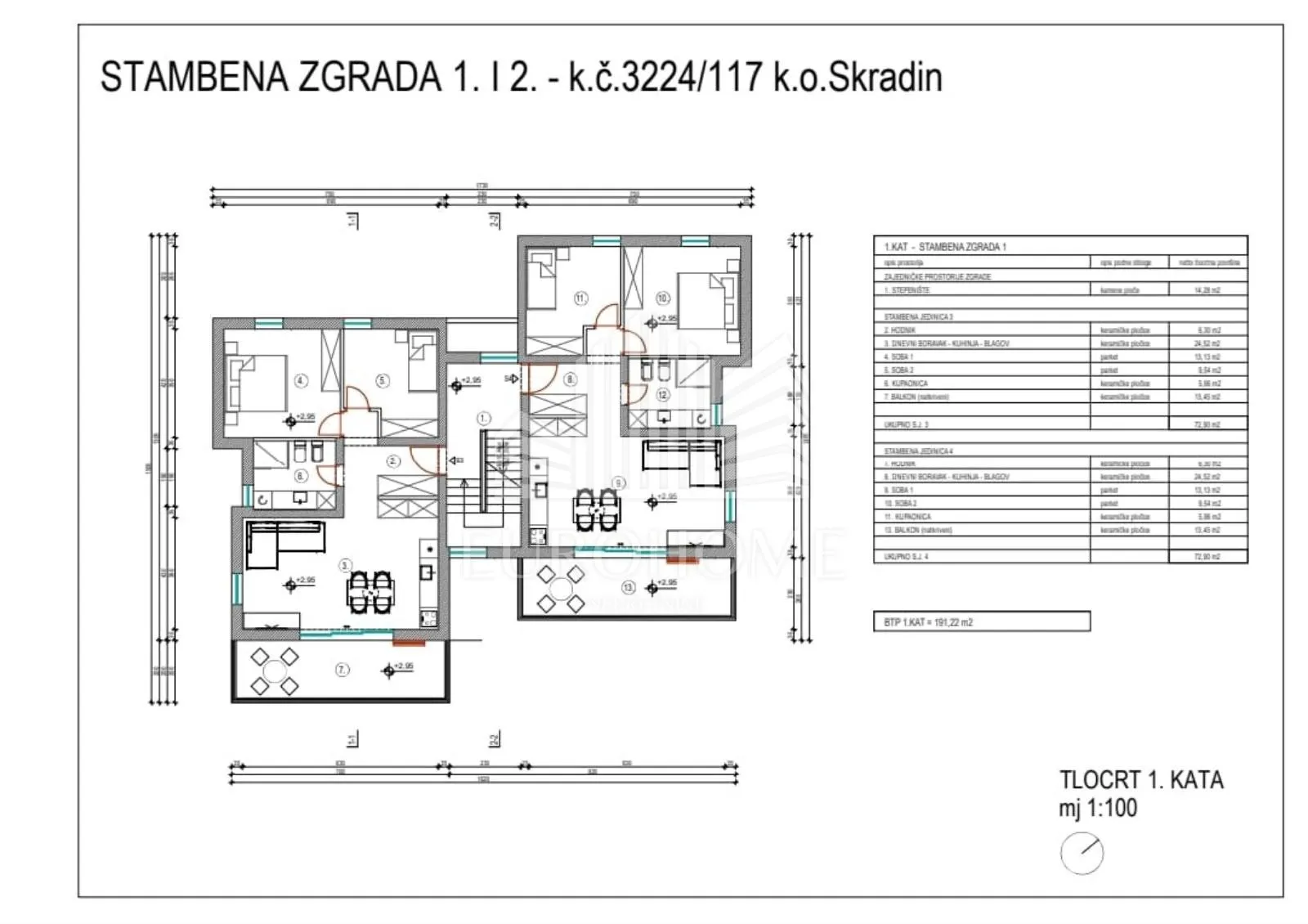 projekt skradin, 4 objekta s 5 apartmana pored krke - slika 26