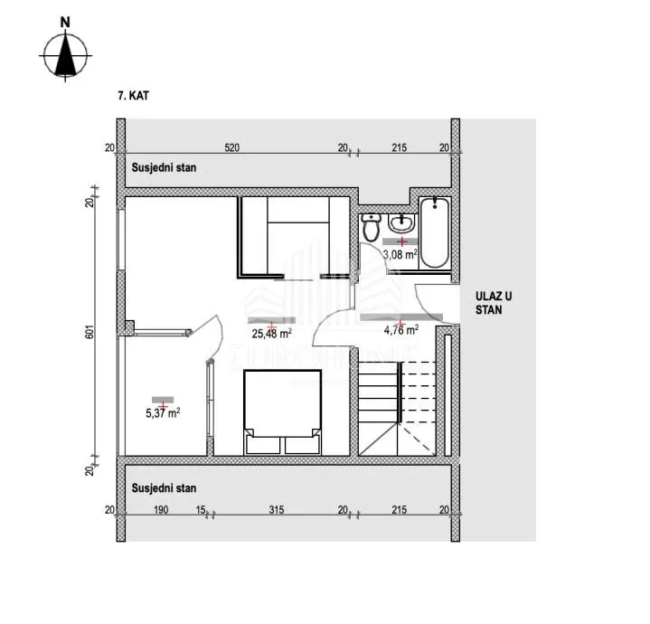 martinovka - adaptiran dvoetažni 4-s stan, 128.5 m², 2 lođe - slika 19