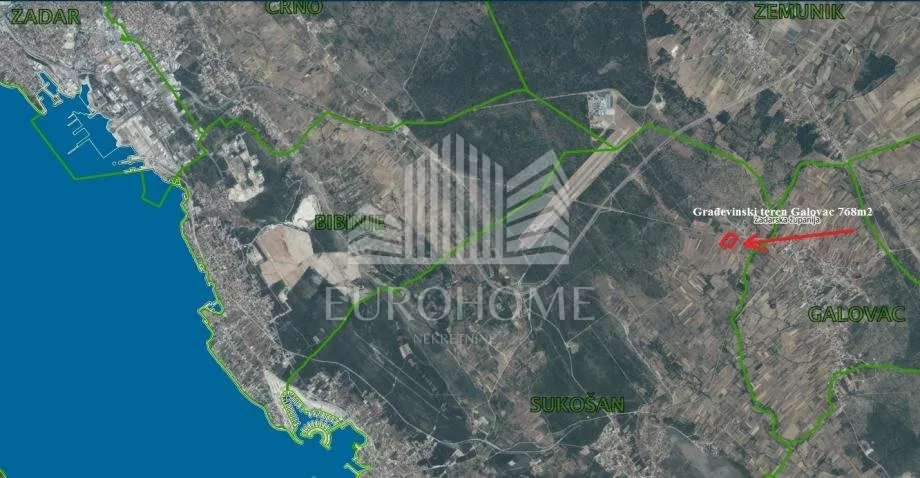 ZADAR, Građevinsko zemljište 768 m², Galovac, u blizini Zadra i Sukošan